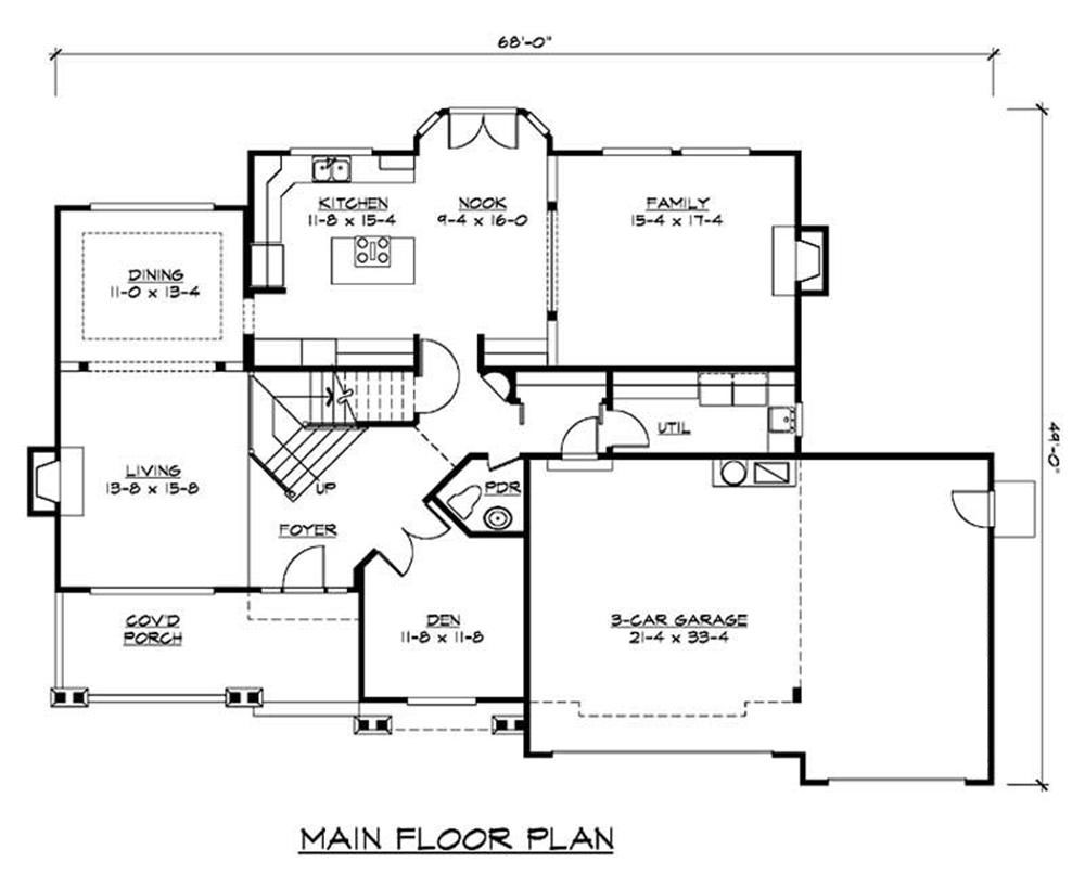 Floor Plan First Story of Craftsman Plan #115-1410